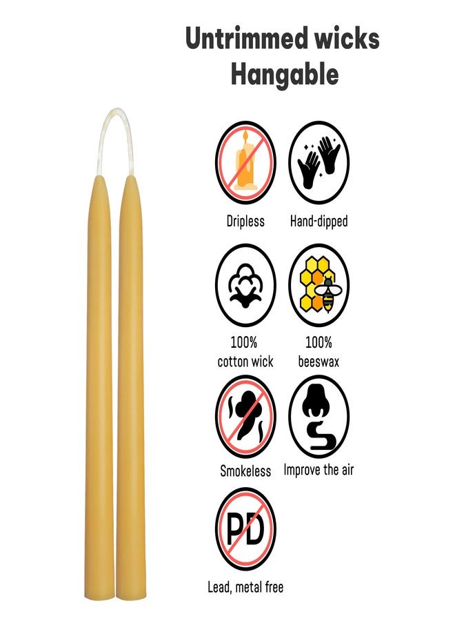 Viyffo 8 Inch Pure Beeswax Taper Candles, 6 Pack Handcrafted Dripless & Smokeless Long Burning Unscented Candles, 8 Hour Burn for Dinner, Wedding, Home, Prayer Decor - Image 3